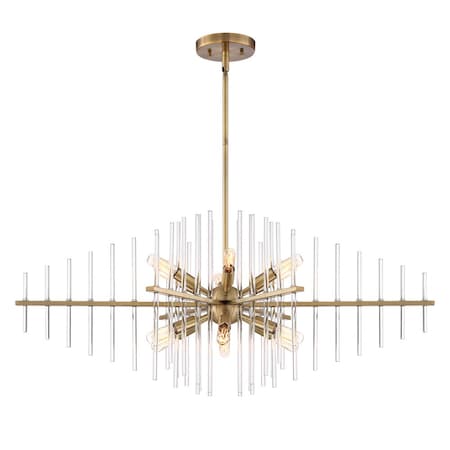 Designers Fountain Reeve 60 Watt 12 Light Brushed Antique Bronze Pendant with Clear Glass Rods 90438-BAB